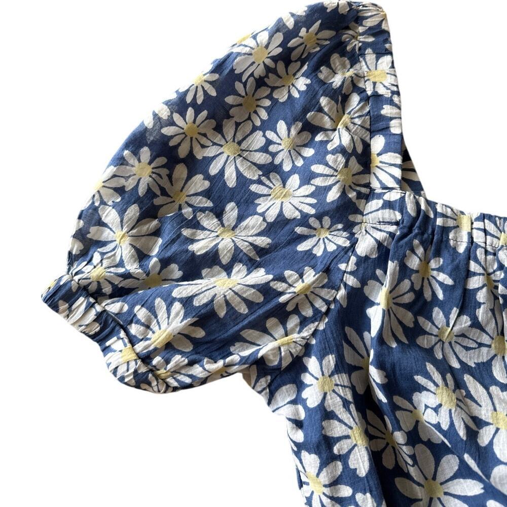 American‎ Eagle Womens Daisy Floral Crop Bubble Top Sz Medium Puff Short Sleeve - Picture 5 of 8